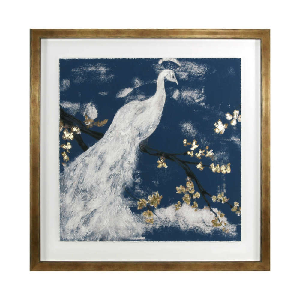 White Peacock On Indigo I