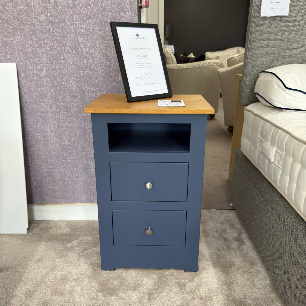 Modo Bedroom Oak Top Small 2 Drawer Open Shelf Bedside Cabinet