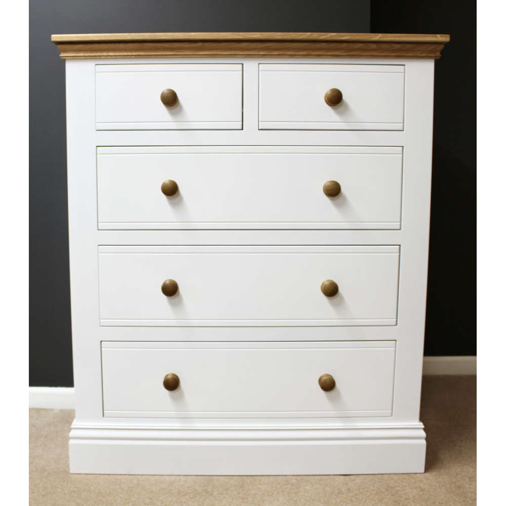 New England Oak Top 3 + 2 Chest Of Drawers