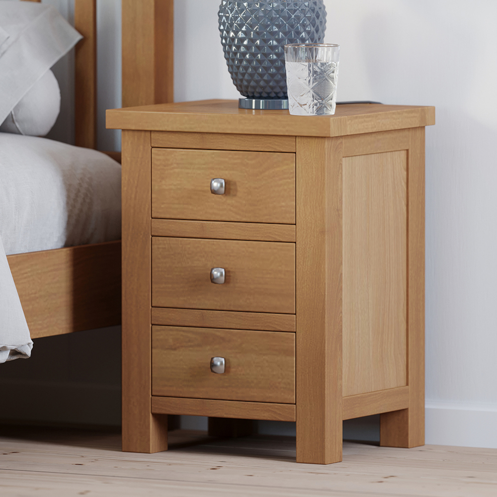 Didcot Oak 3 Drawer Bedside