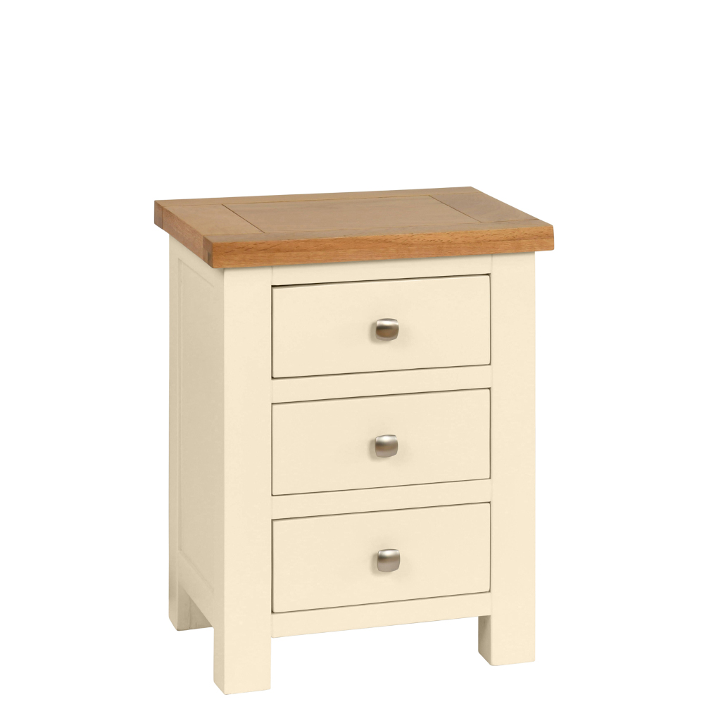 Devonshire Living/Dorset Painted/Ivory/DPT001PI_painted_3_drawer_bedside_bedroom_storage_oak_top_ivory.jpg