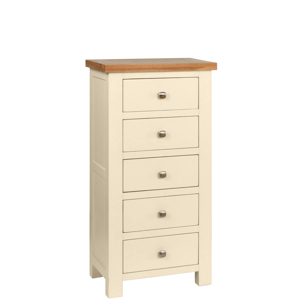 Devonshire Living/Dorset Painted/Ivory/DPT002PI_painted_5_drawer_wellington_chest_bedroom_storage_oak_top_ivory.jpg