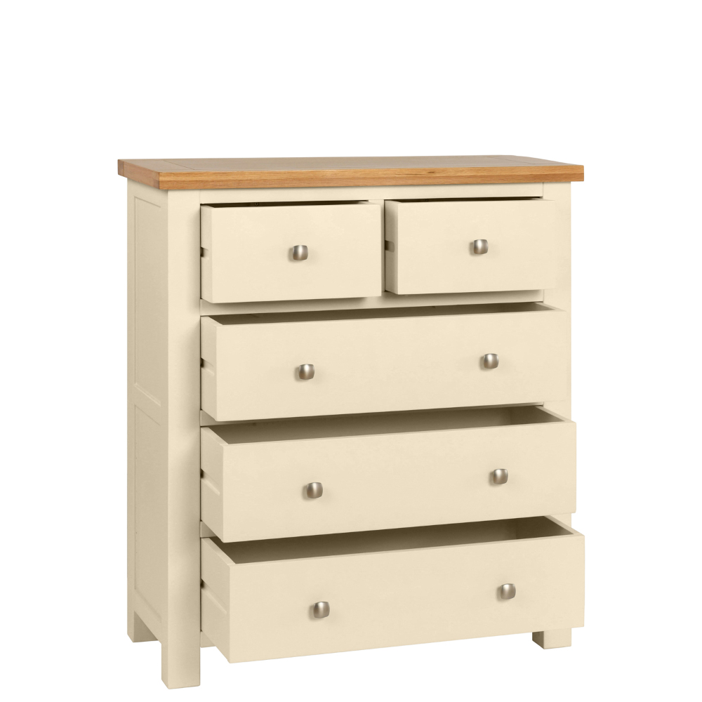 Devonshire Living/Dorset Painted/Ivory/DPT004PI_painted_2_3_drawer_chest_bedroom_storage_oak_top_ivory_open.jpg