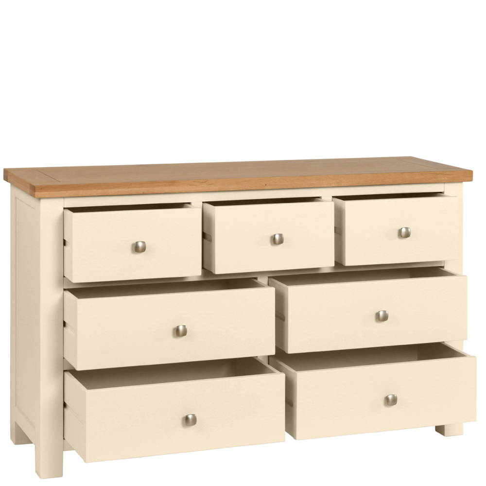 Devonshire Living/Dorset Painted/Ivory/DPT006PI_painted_3_4_drawer_combination_chest_bedroom_storage_oak_top_ivory_open.jpg