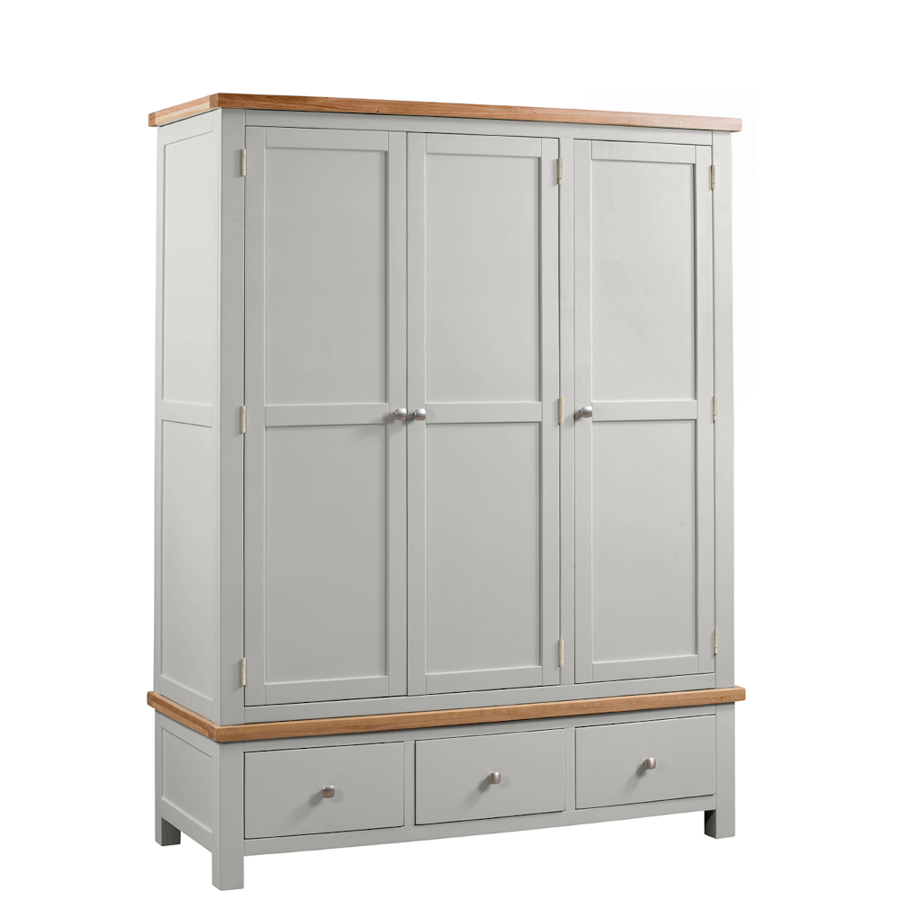 Didcot Painted Triple Wardrobe With 3 Drawers
