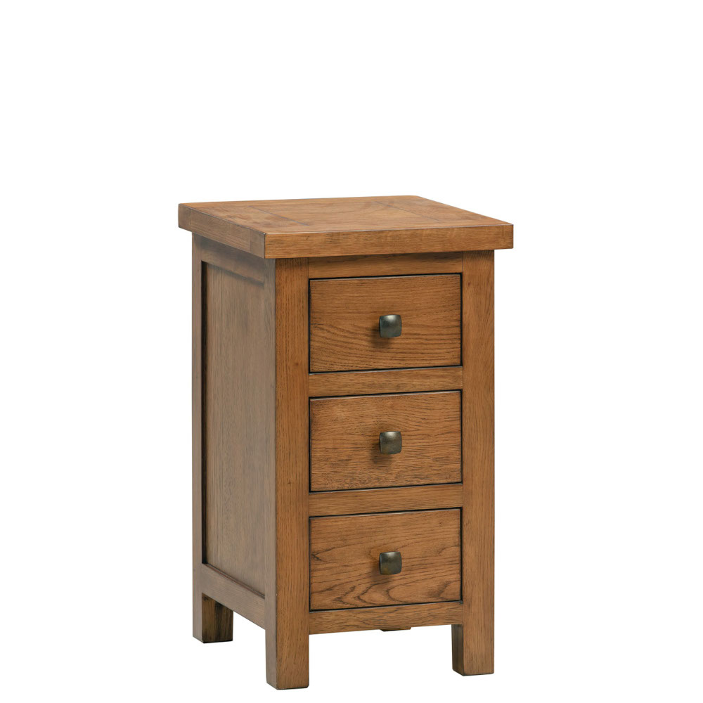 Devonshire Living/Dorset Rustic/Bedroom/DOR009R_compact_narrow_3_drawer_bedside_table_bedroom_storage_dark_rustic_oak.jpg