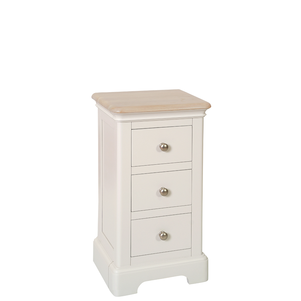 Loxley Painted 3 Drawer Compact Bedside Cabinet