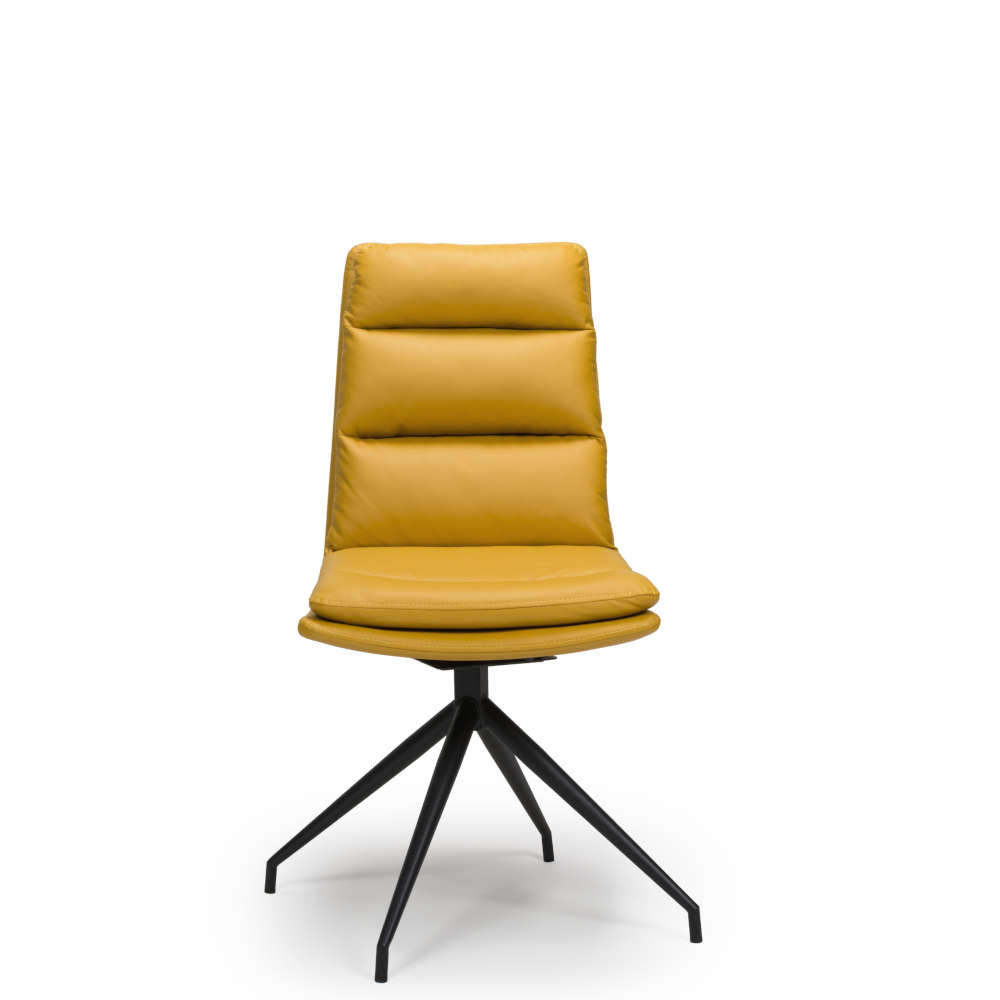 Nobo Swivel Dining Chair With Black Powder Coated Legs In Ochre
