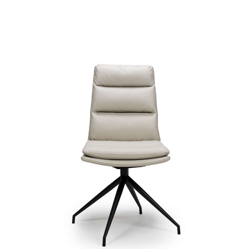 Nobo Swivel Dining Chair With Black Powder Coated Legs In Taupe
