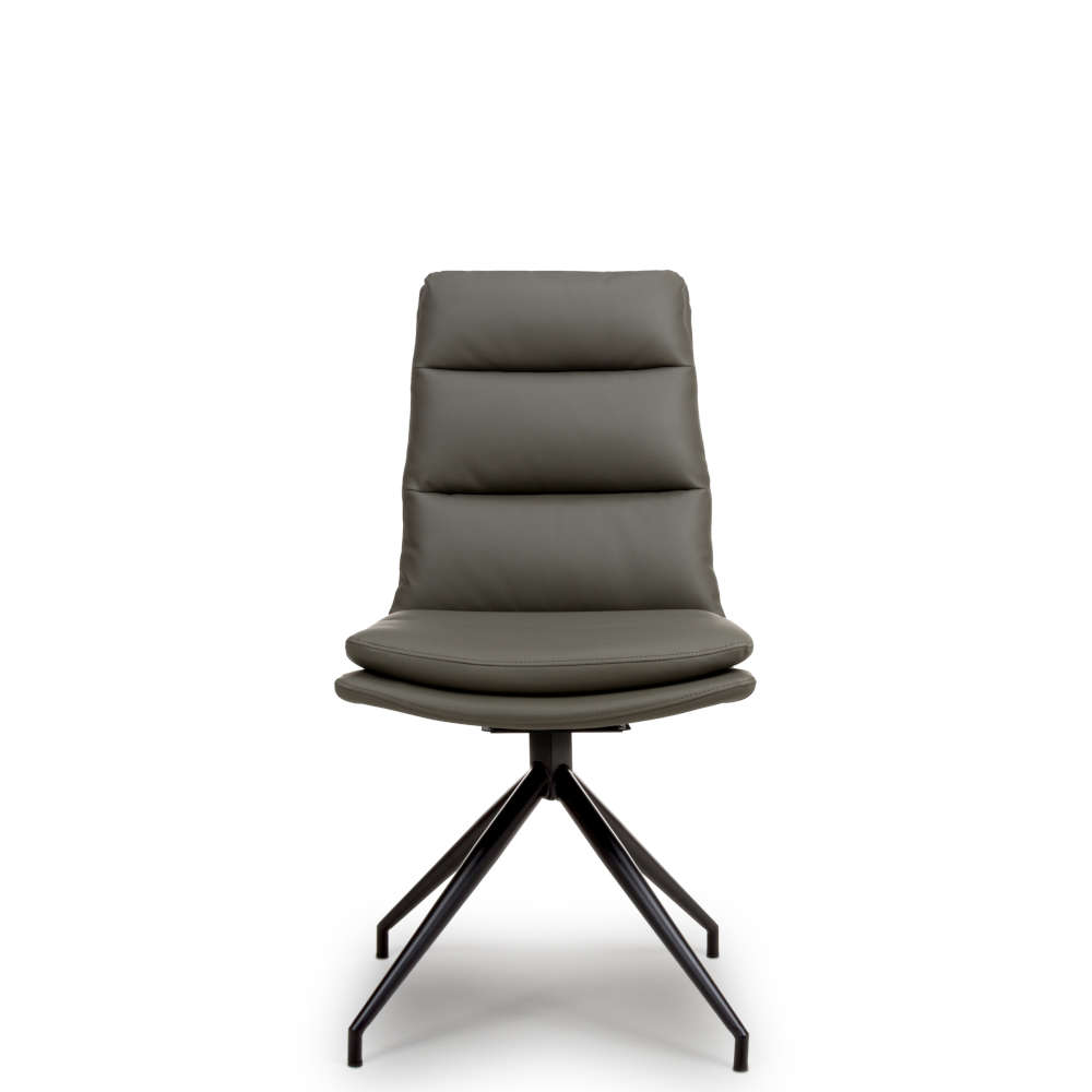 Nobo Swivel Dining Chair With Black Powder Coated Legs In Truffle