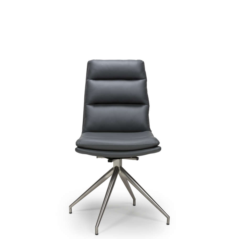 Nobo Swivel Dining Chair With Stainless Steel Legs In Grey