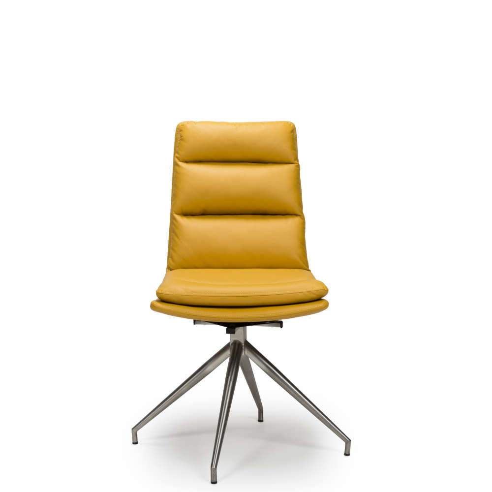 Nobo Swivel Dining Chair With Stainless Steel Legs In Ochre