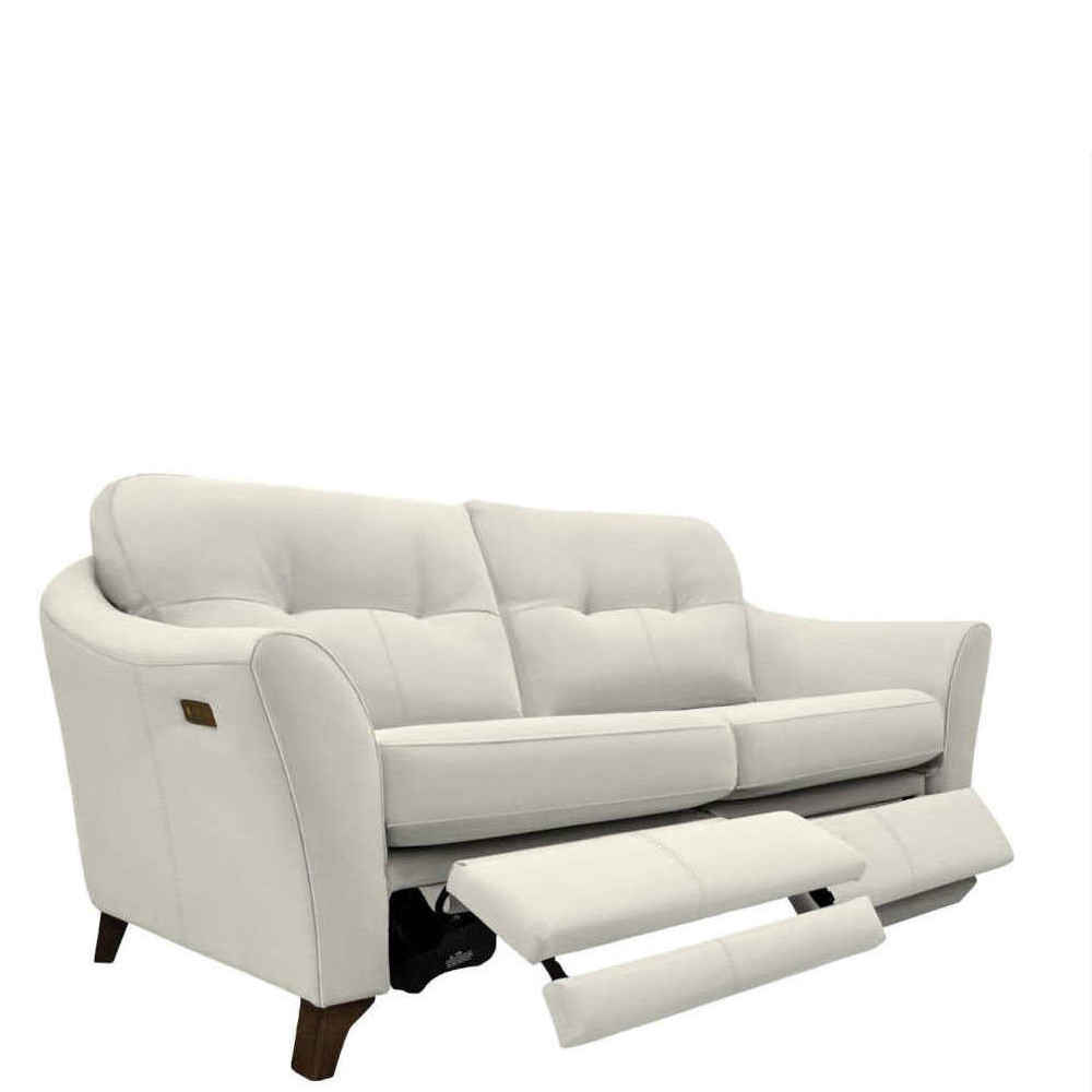G Plan Hatton Leather 3 Seater Formal Back Sofa With Power Footrest