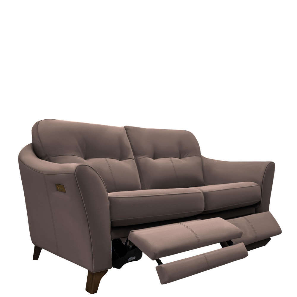 G Plan Hatton Leather 2 Seater Formal Back Sofa With Power Footrest