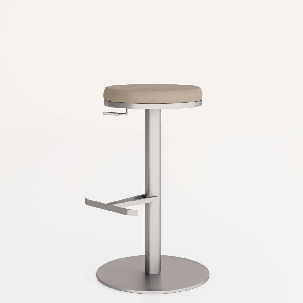 Biarritz Adjustable Stool Brushed Stainless Steel With PU Seat