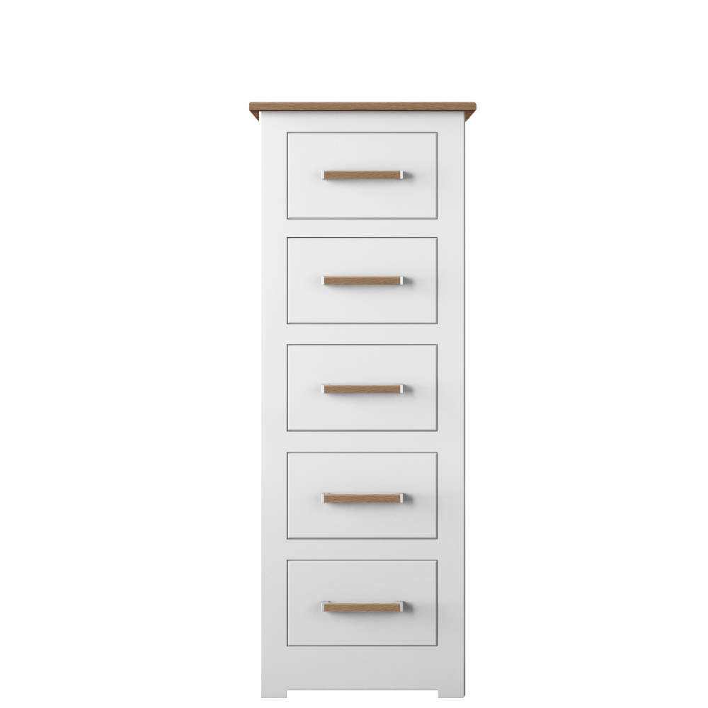Modo Bedroom Oak Top 5 Drawer Narrow Chest Of Drawers
