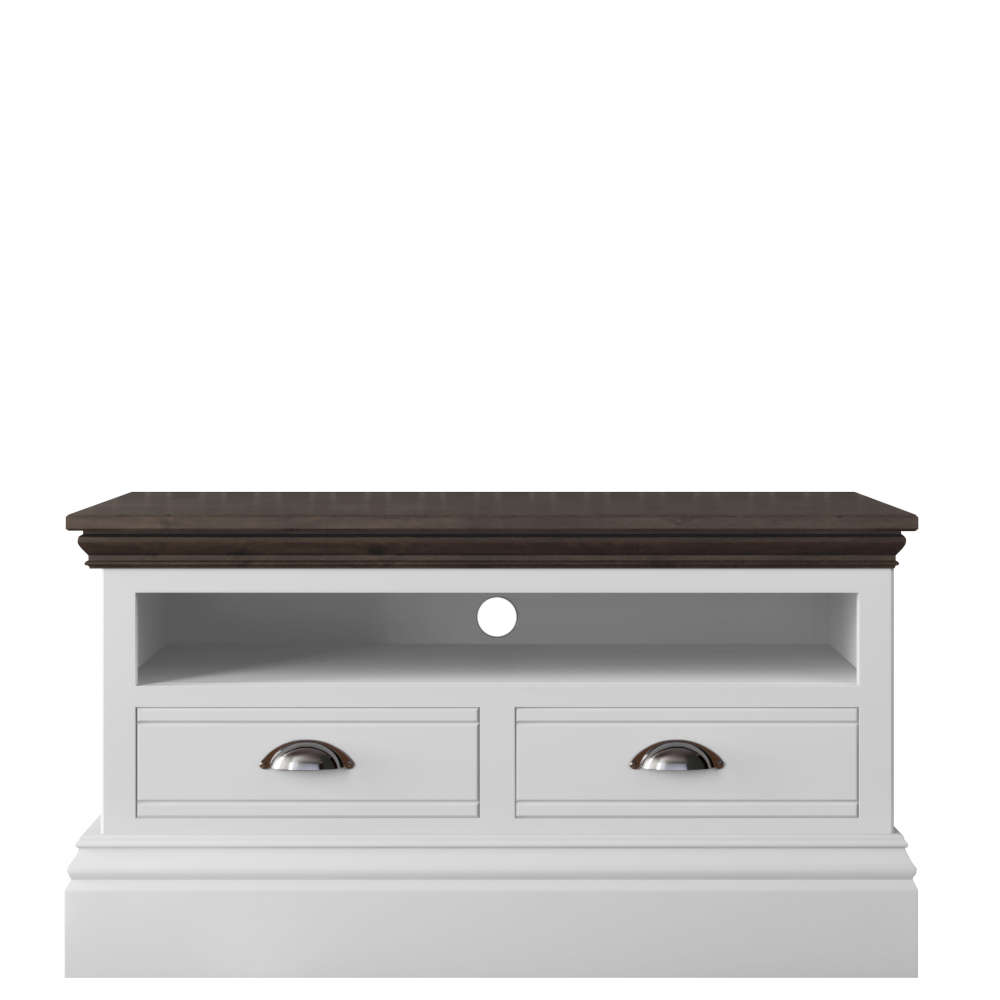New England Open Shelf TV Unit With 2 Drawers