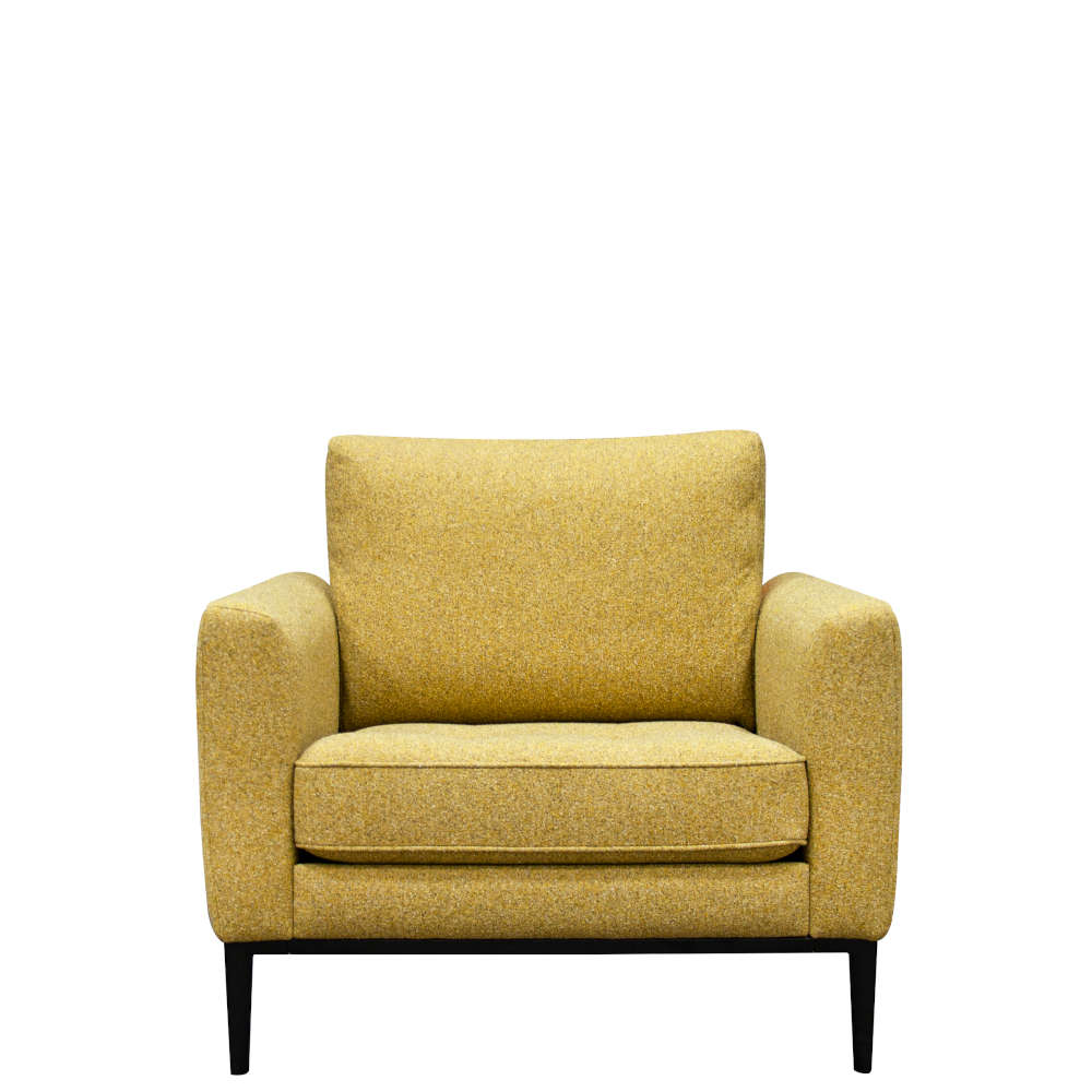 Jay Blades/Chair front with metal plinth Tweed Citrus.jpg