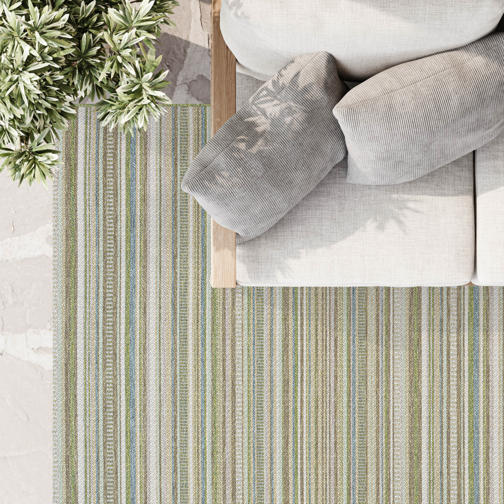 Brighton Striped Green Indoor/Outdoor Rug