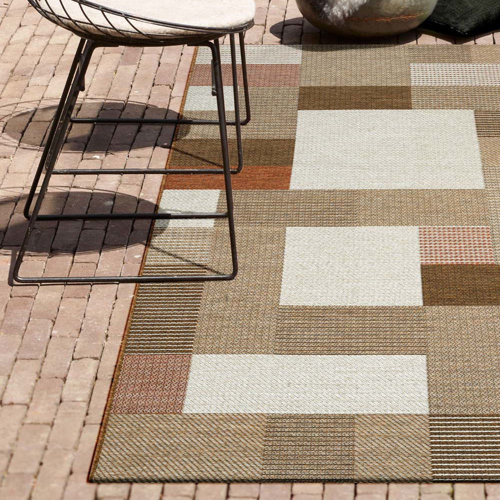 Brighton Terracotta Squares Indoor/Outdoor Rug