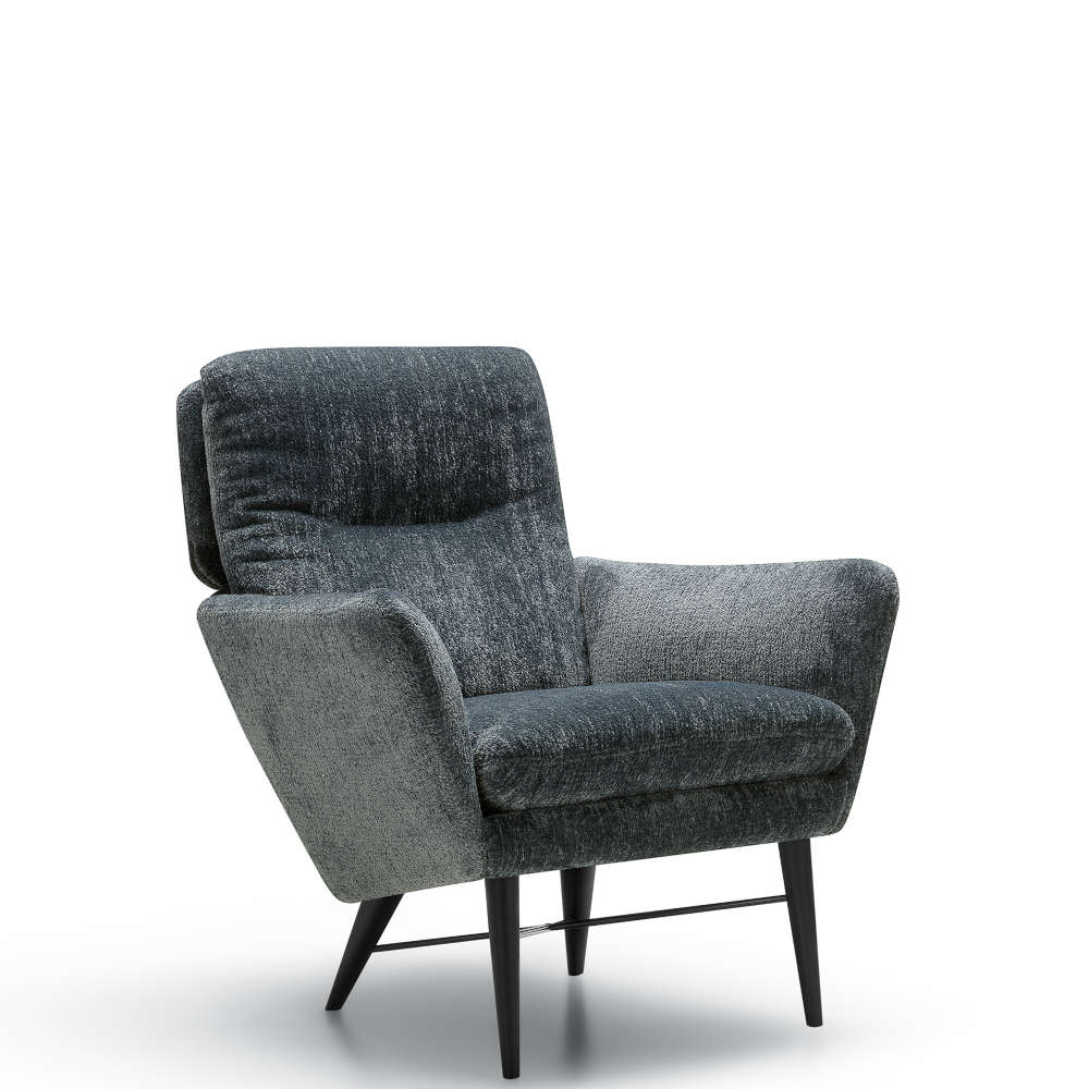 Amy Fabric Armchair With Wooden Legs