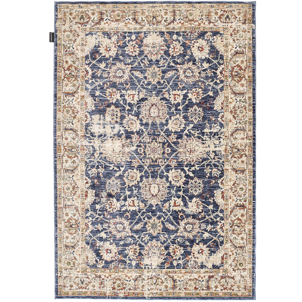 Alhambra Traditional Distressed Floral Blue Rug