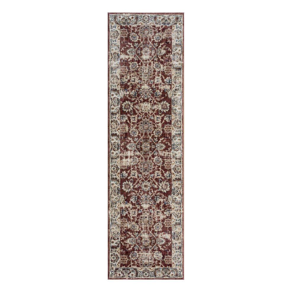 Alhambra Traditional Distressed Floral Red Runner