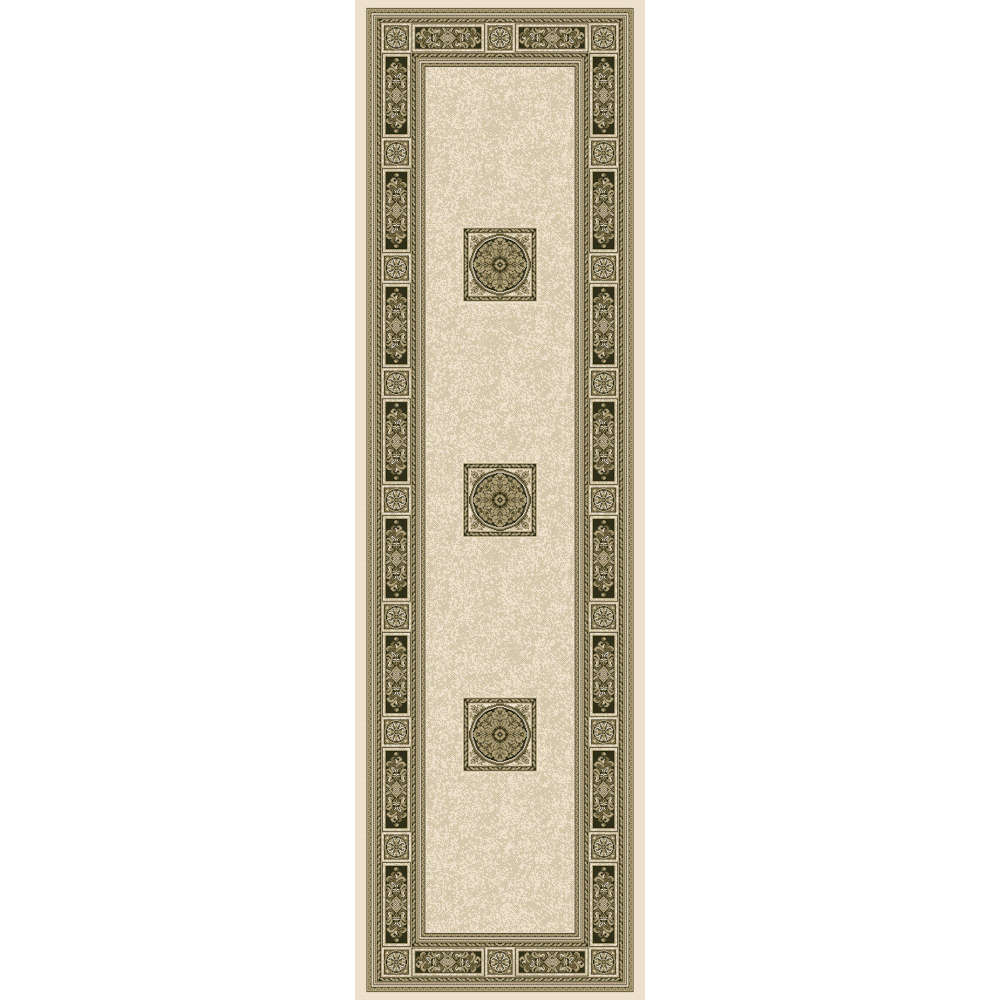 Da Vinci Traditional Art Deco Style Light Beige / Black Runner