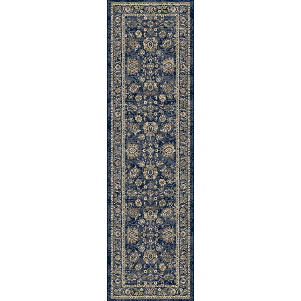 Da Vinci Traditional Floral Pattern Dark Blue Runner