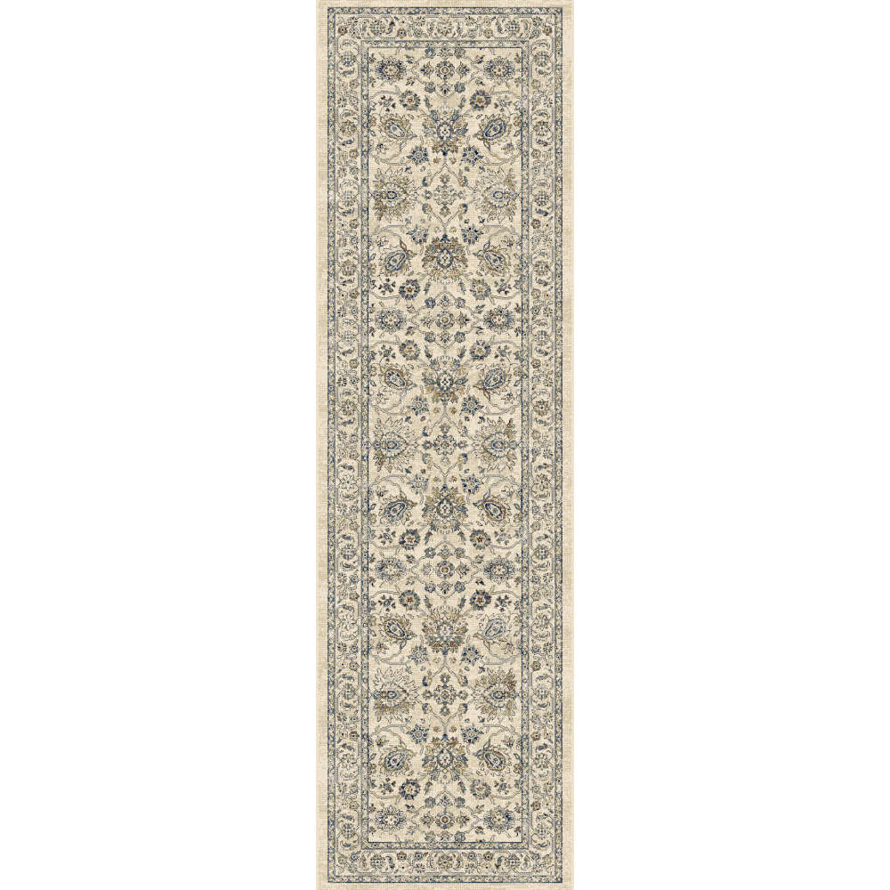 Da Vinci Traditional Floral Pattern Cream/Blue Runner