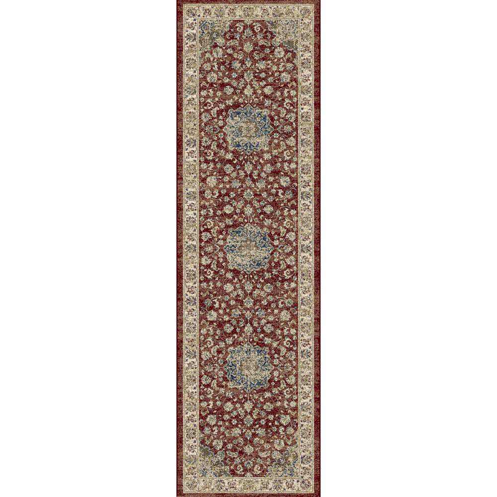Da Vinci Traditional Distressed Pattern Red Runner