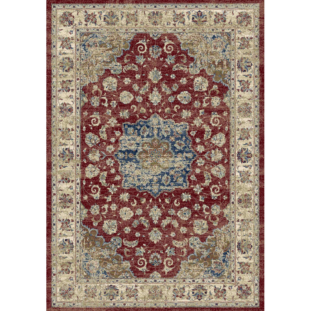 Da Vinci Traditional Distressed Pattern Red Rug