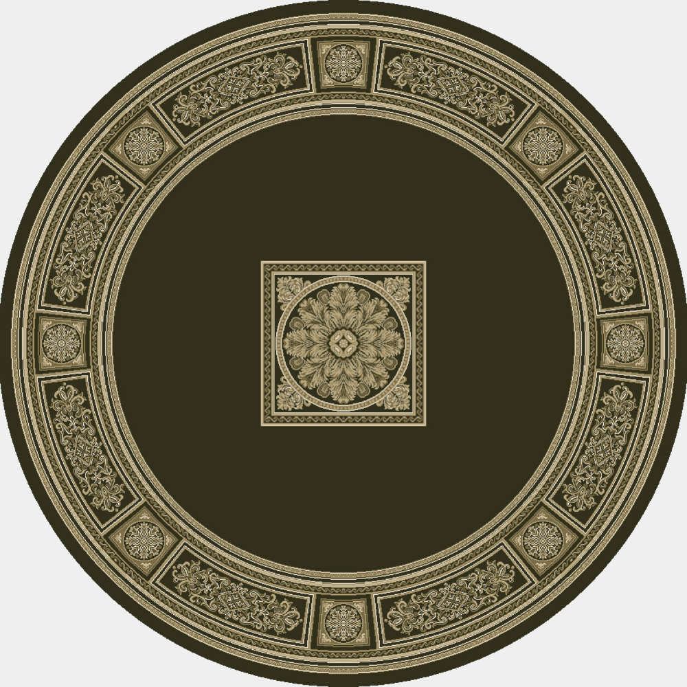 Da Vinci Traditional Art Deco Style Black Circular Rug