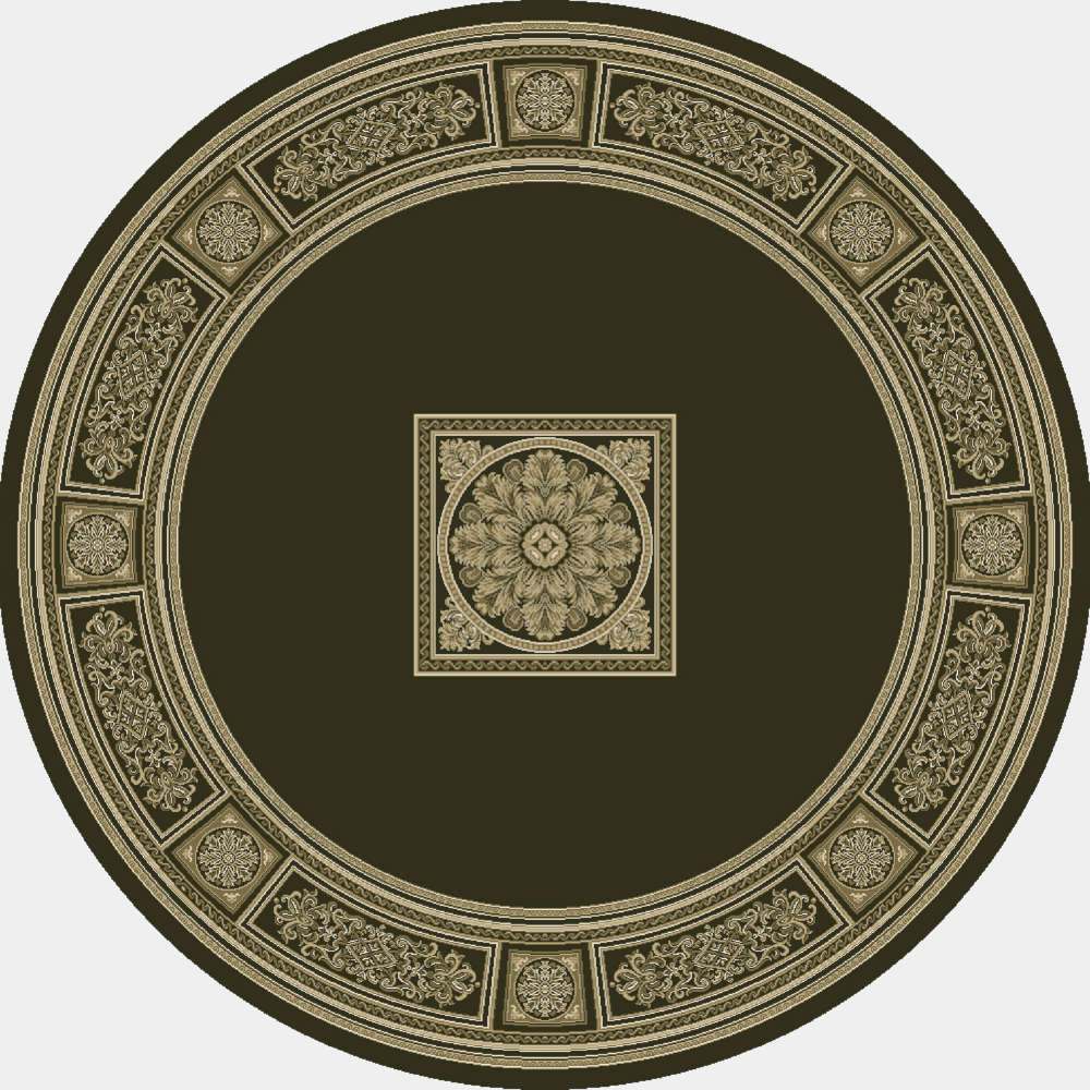 Da Vinci Traditional Art Deco Style Black Circular Rug