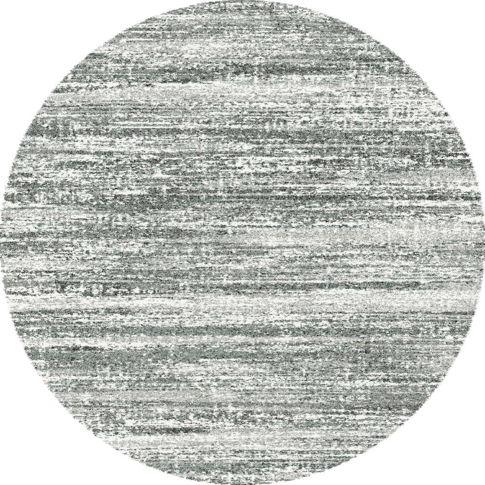 Mehari Circular Grey Rug With Modern Abstract Stripe