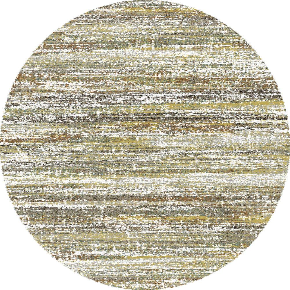 Mehari Circular Mustard Rug With Modern Abstract Stripe