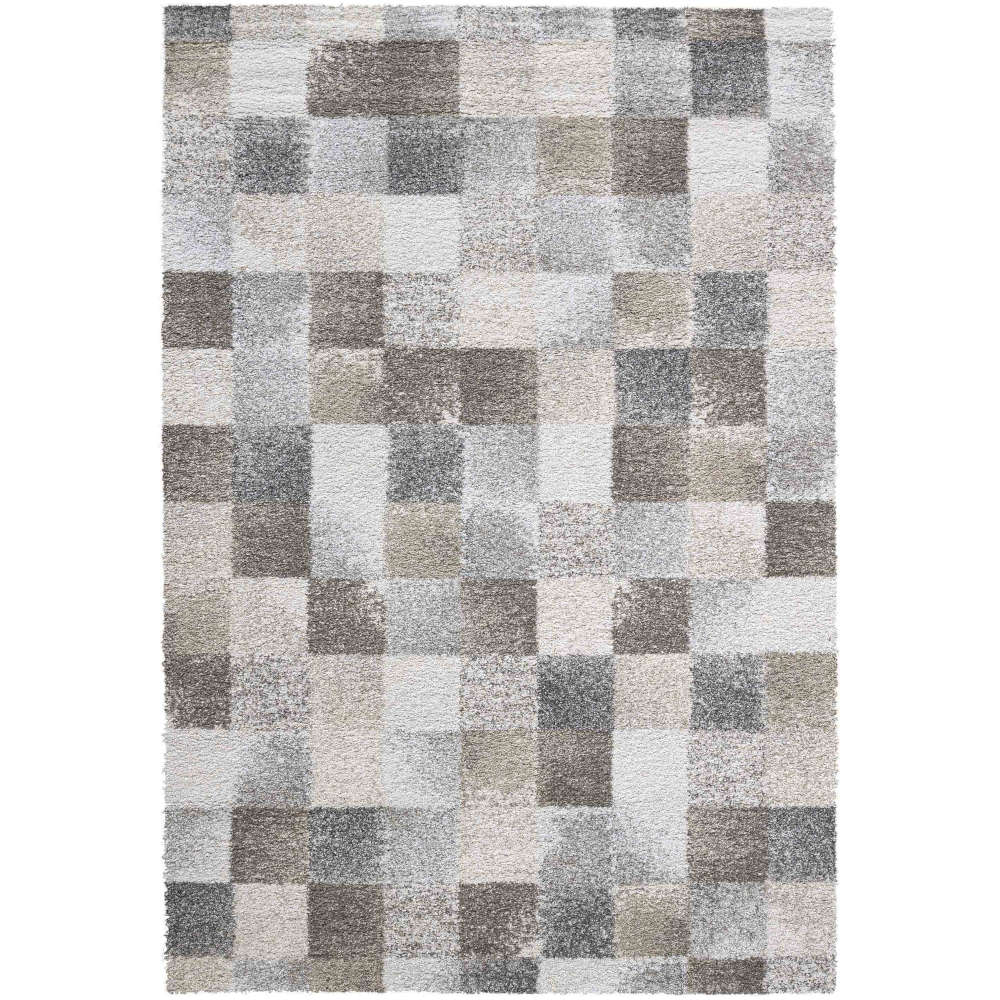 Mehari Multicoloured Beige Square-Pattern Rug