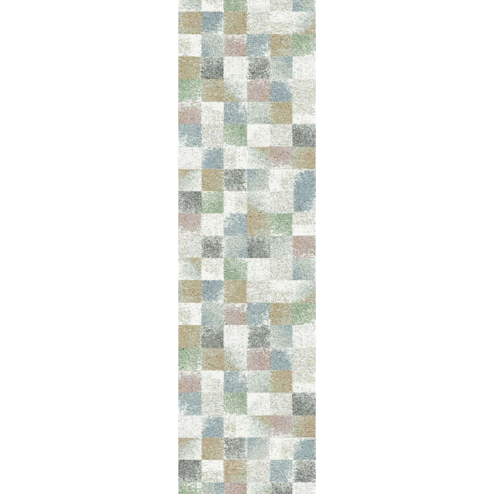 Mehari Multicoloured Pastel Square-Pattern Runner