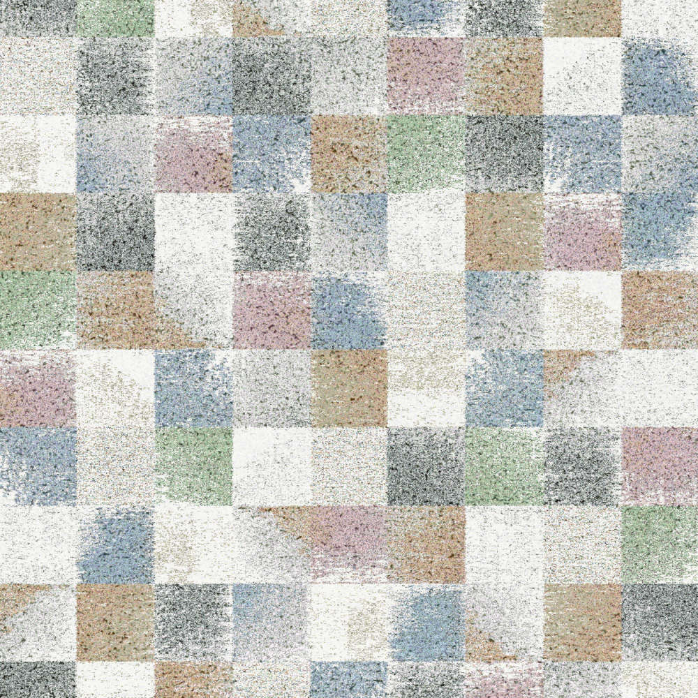 Mehari Multicoloured Pastel Square-Pattern Square Rug
