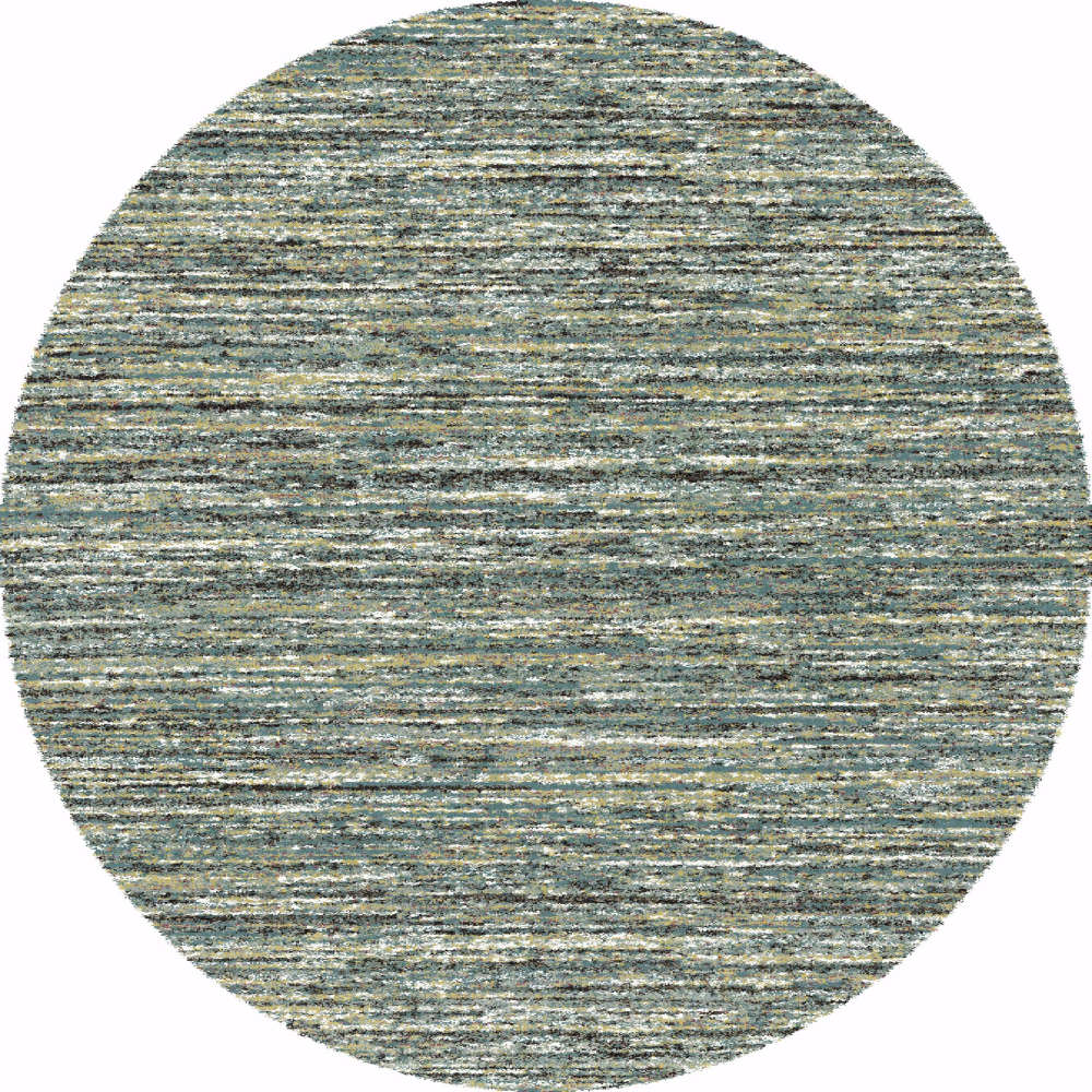 Mehari Circular Blue Rug With Modern Abstract Stripe