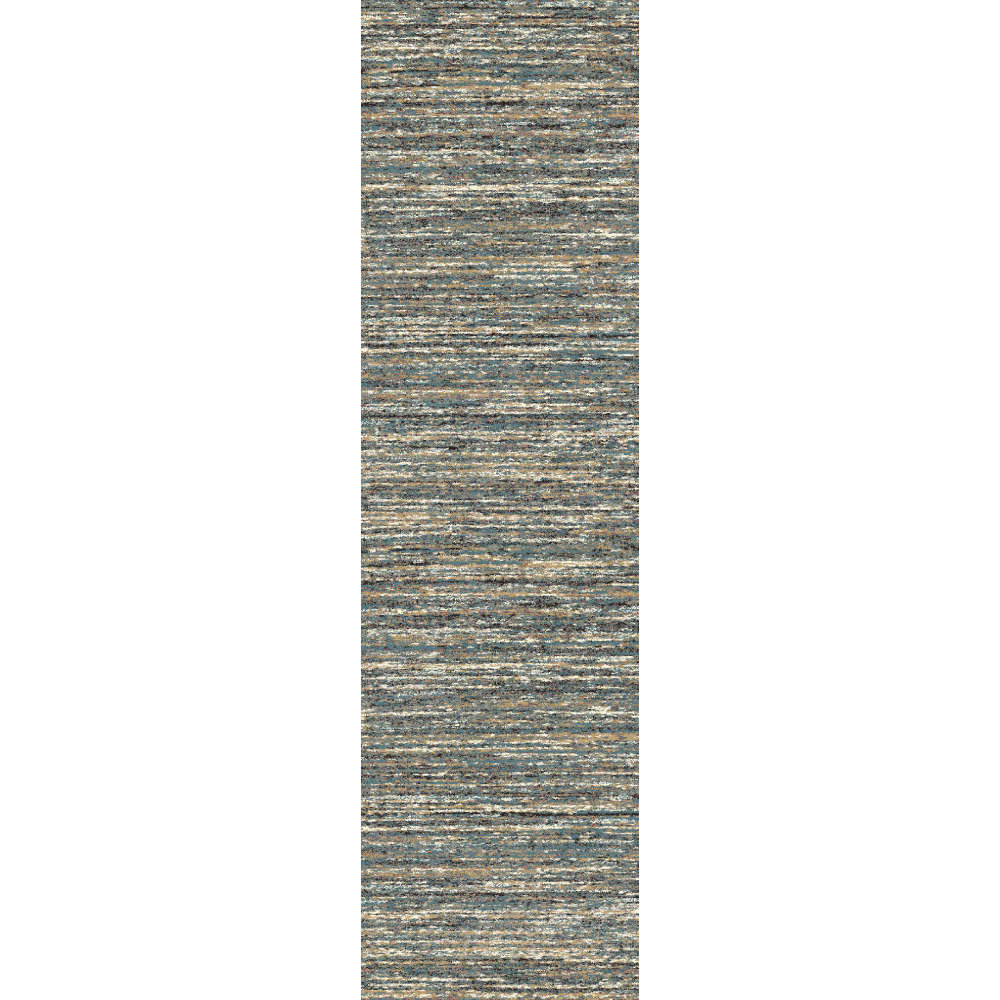 Mehari Blue Runner With Modern Abstract Stripe