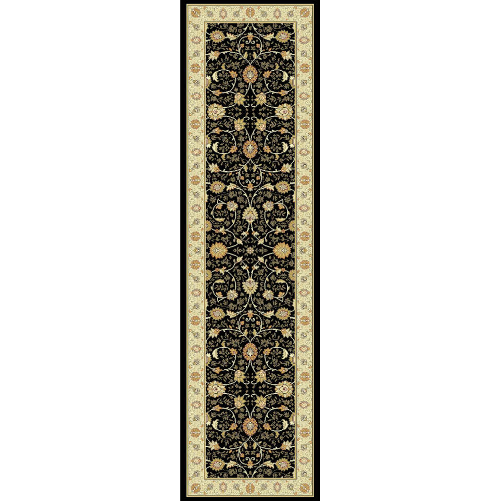 Noble Art Traditional Floral Black Runner