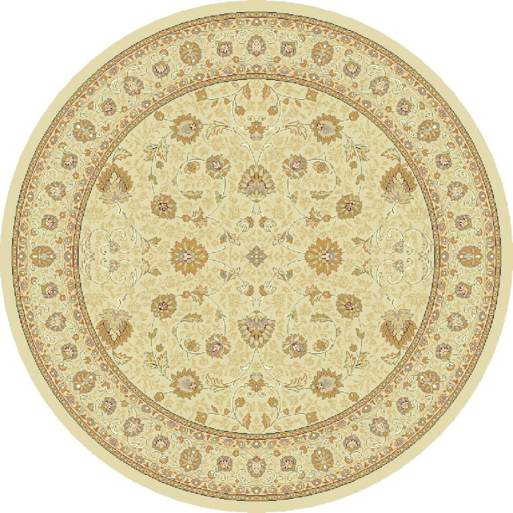 Noble Art Traditional Floral Cream Circular Rug