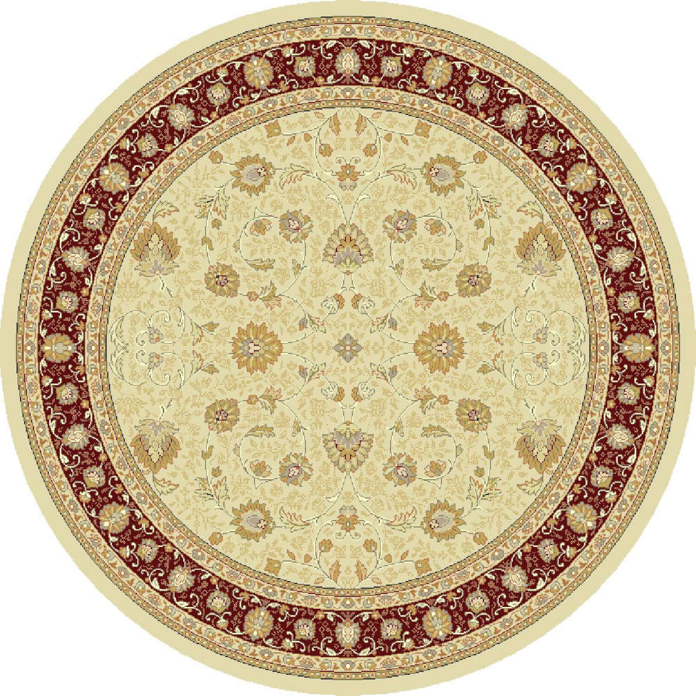Noble Art Traditional Floral Cream/Red Circular Rug
