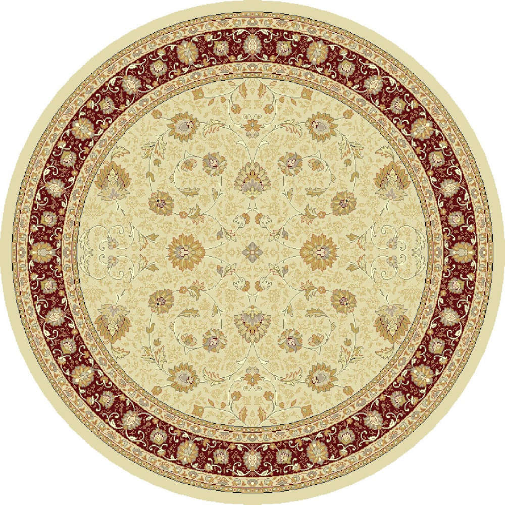 Noble Art Traditional Floral Cream/Red Circular Rug
