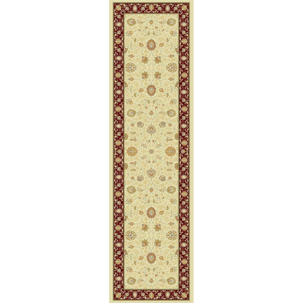 Noble Art Traditional Floral Cream/Red Runner