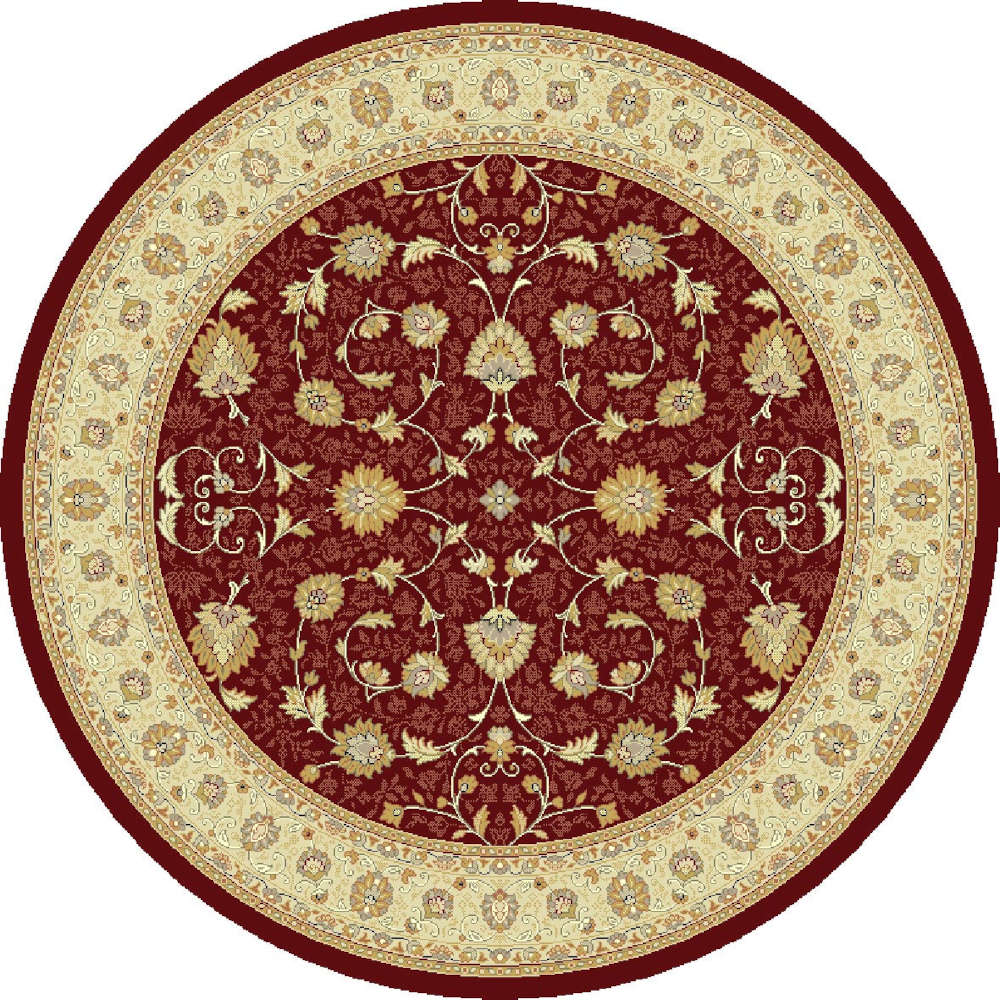 Traditional Floral Red Circular Rug 200cm Circle