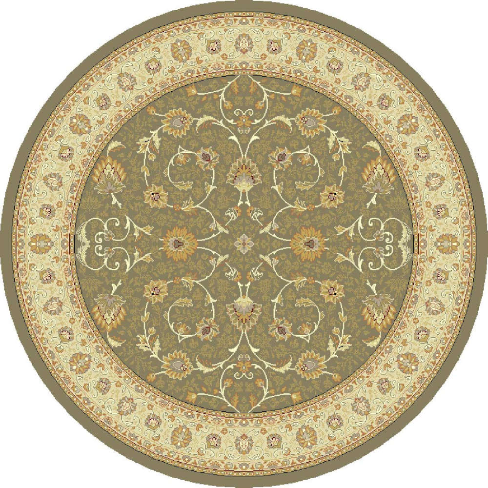 Noble Art Traditional Floral Green Circular Rug