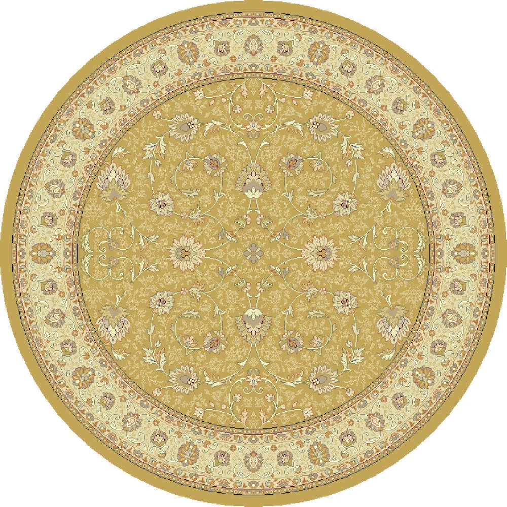 Noble Art Traditional Floral Gold Circular Rug