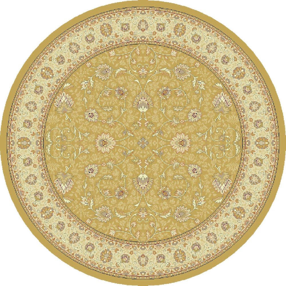 Noble Art Traditional Floral Gold Circular Rug